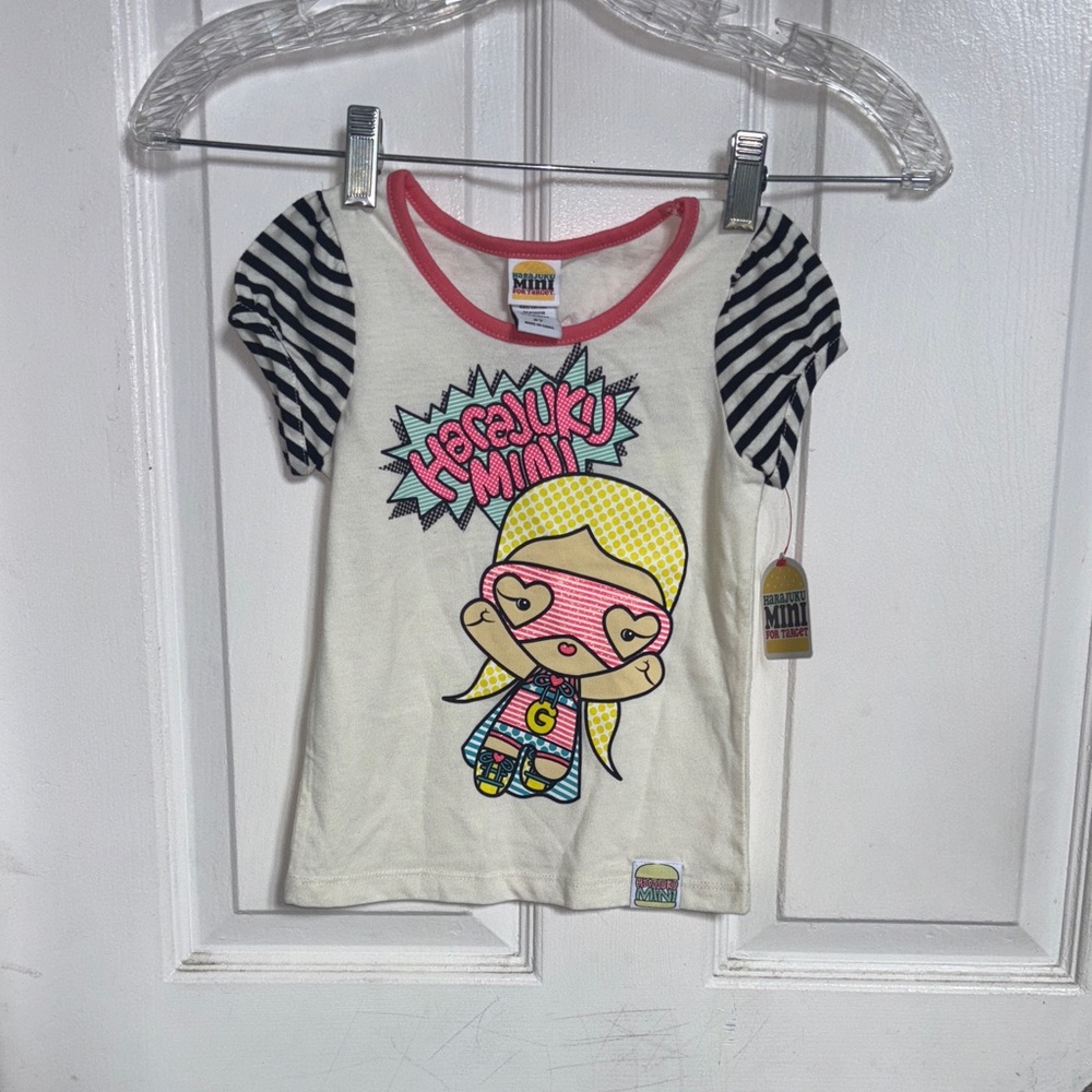 Harajuku Lovers White and Black Striped Kids Tee